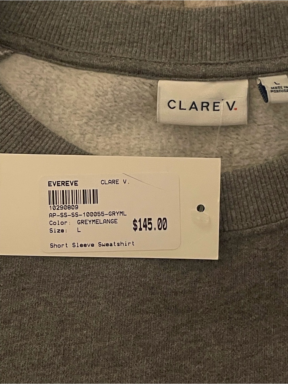 Clare V. Grey Mélange Short-Sleeve Sweatshirt with Small Yellow Dot - Picture 2 of 8